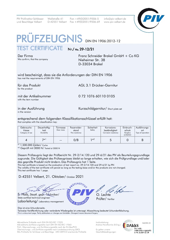 PIV-Certificate AGL 3.1