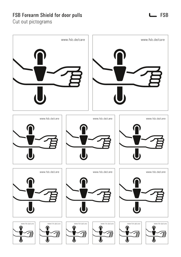 FSB Forearm Shield for door pulls – Cut out pictograms
