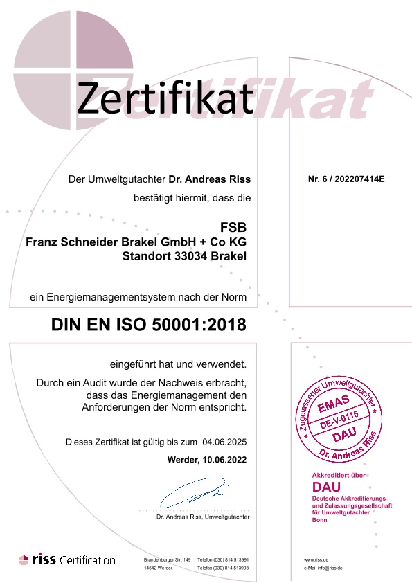 Zertifikat DIN EN ISO 50001:2018