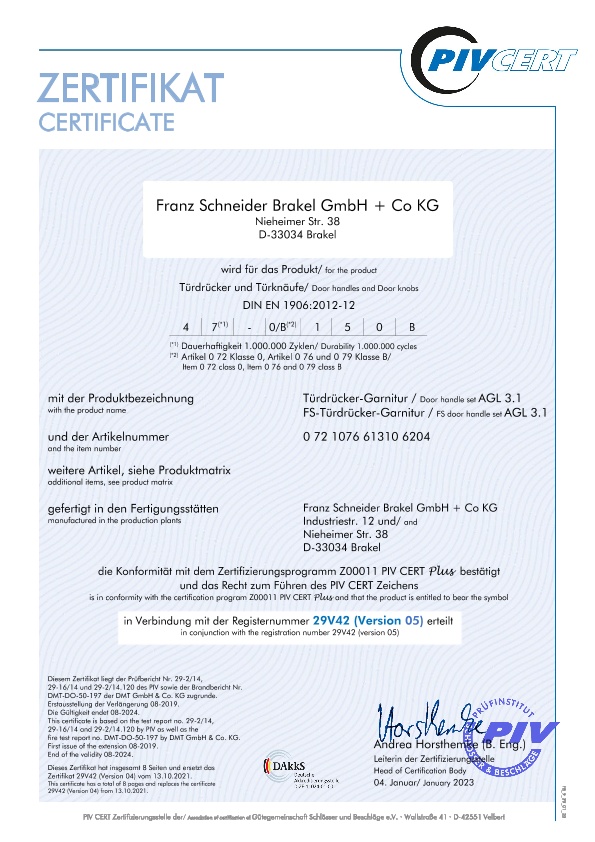 PIV-Certificate AGL-Set 3.1